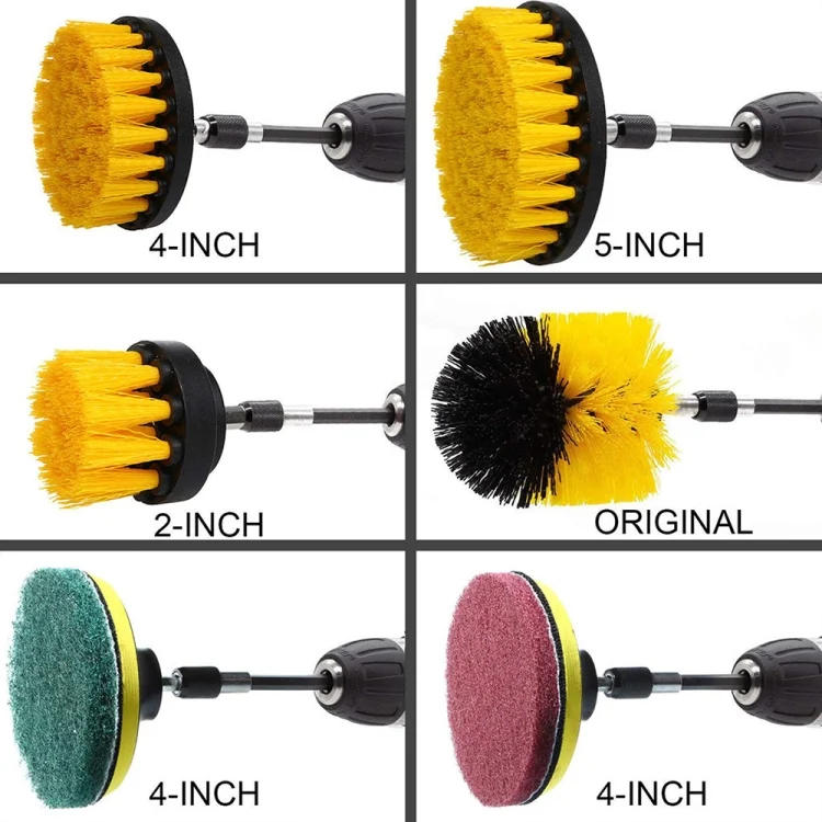 CRP4246_3.webp 12 in 1 Floor Wall Window Glass Cleaning Descaling Electric Drill Brush Head Set, Random Color Delivery - Image 4