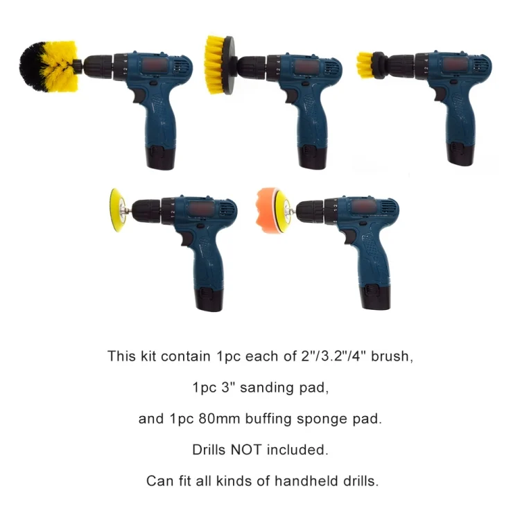 CRP4246_6.webp 12 in 1 Floor Wall Window Glass Cleaning Descaling Electric Drill Brush Head Set, Random Color Delivery - Image 7
