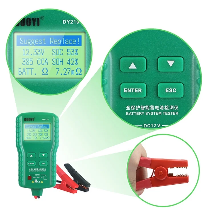 CRP4496_2.webp DUOYI DY219 Digital Battery Analyzer Car Fault Diagnostic Device Current and Voltage Detector - Image 3