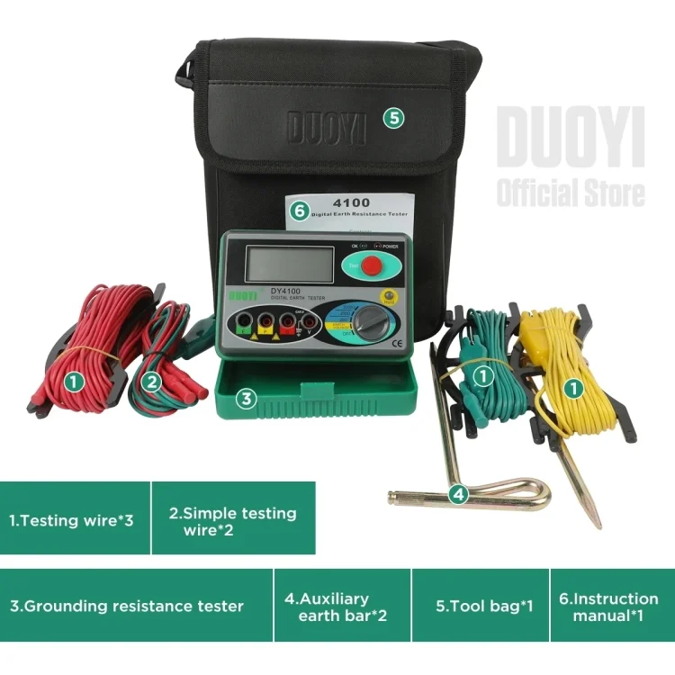 CRP4503_12.webp DUOYI DY4100 High-precision Digital Ground Resistance Meter Resistance Tester - Image 13
