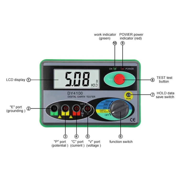 CRP4503_2.webp DUOYI DY4100 High-precision Digital Ground Resistance Meter Resistance Tester - Image 3