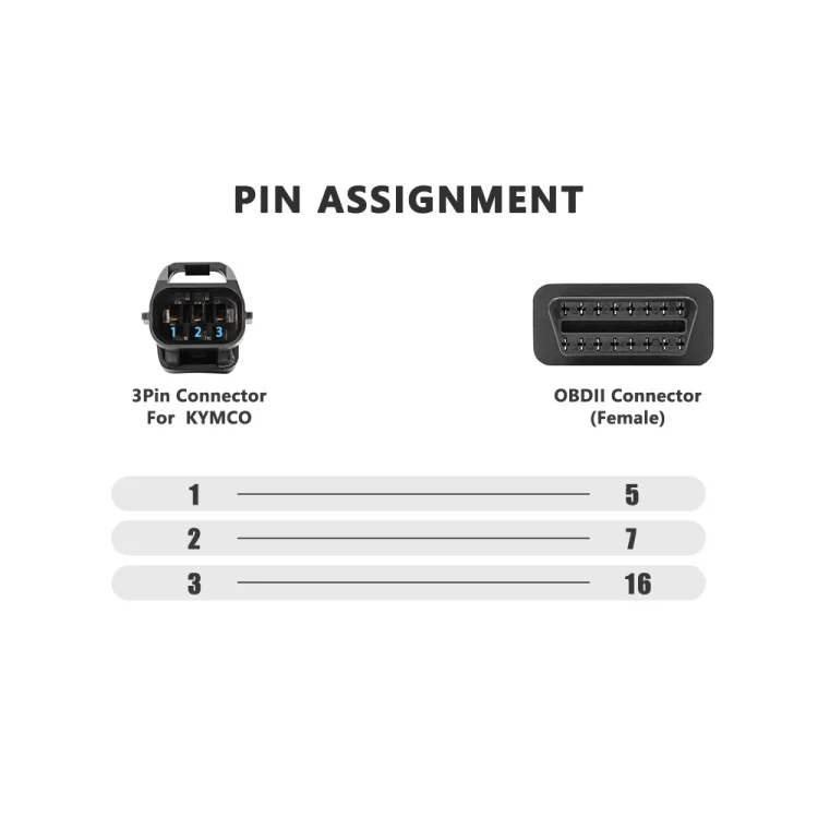 CRP4739_4.webp 16Pin to 3Pin Motorcycles OBD2 Conversion Cable OBDII Diagnostic Adapter Cable for KYMCO - Image 5