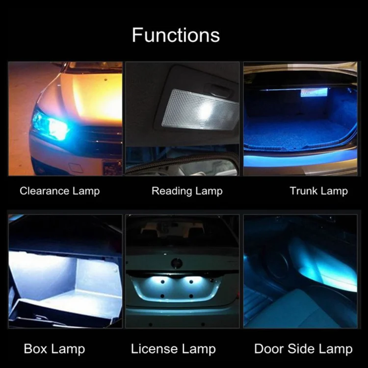 CRP4747_B1.webp 4 PCS T10 DC12V / 2W Car Clearance Light 10LEDs SMD-3030 Lamp Beads - Image 2