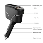 TR35 Car 2 in 1 Cigarette Lighter Extension Socket 20W PD Fast Charge QC3.0 USB Charger - Image 2