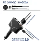 TR35 Car 2 in 1 Cigarette Lighter Extension Socket 20W PD Fast Charge QC3.0 USB Charger - Image 5