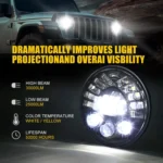 7 inch Car Matrix Gradient LED Headlight Lamps for Jeep Wrangler - Image 5