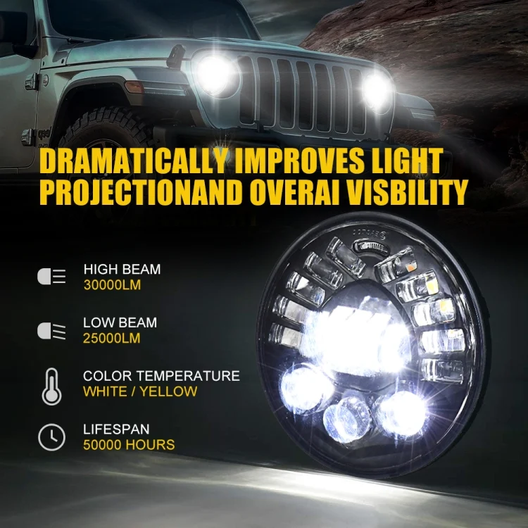 CRP4952_4.webp 7 inch Car Matrix Gradient LED Headlight Lamps for Jeep Wrangler - Image 5