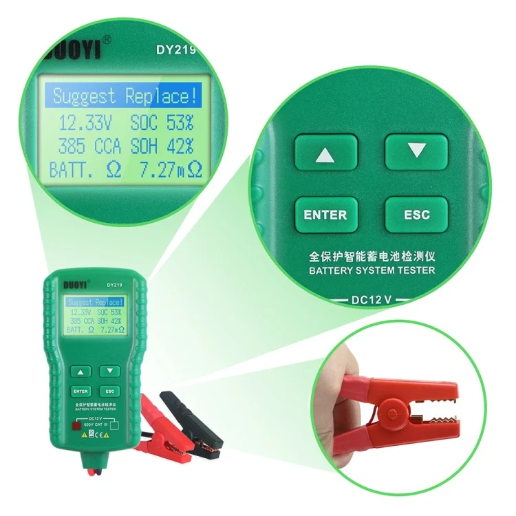 CRP5025_2.webp DUOYI DY219A Car 12V / 24V Digital Battery Analyzer Fault Diagnostic Device - Image 3
