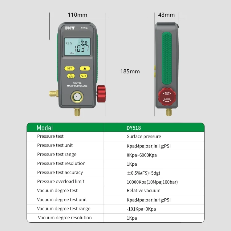 CRP5031_3.webp DUOYI DY518 Car Air Conditioning Repair Electronic Refrigerant Meter Air Conditioning Fluoride Meter - Image 4