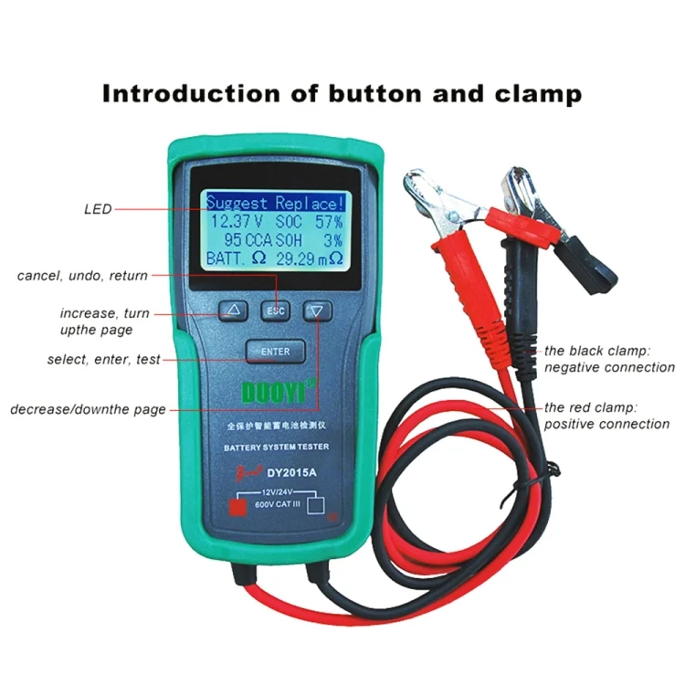 CRP5499_2.webp DUOYI DY2015A Car 12V 24V Digital CCA Load Battery Charging Digital Capacity Tester - Image 3