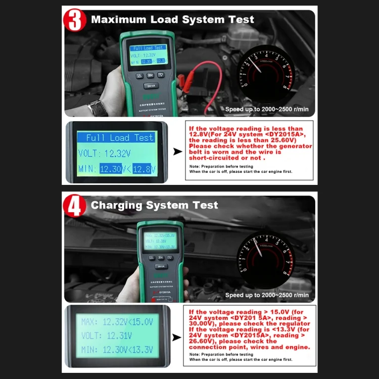 CRP5499_6.webp DUOYI DY2015A Car 12V 24V Digital CCA Load Battery Charging Digital Capacity Tester - Image 7