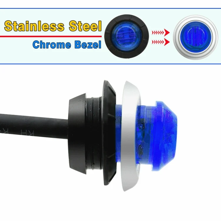 CRP5653BL_2.webp 10 PCS MK-118 3/4 inch Metal Frame Car / Truck 3LEDs Side Marker Indicator Lights Bulb Lamp - Image 3