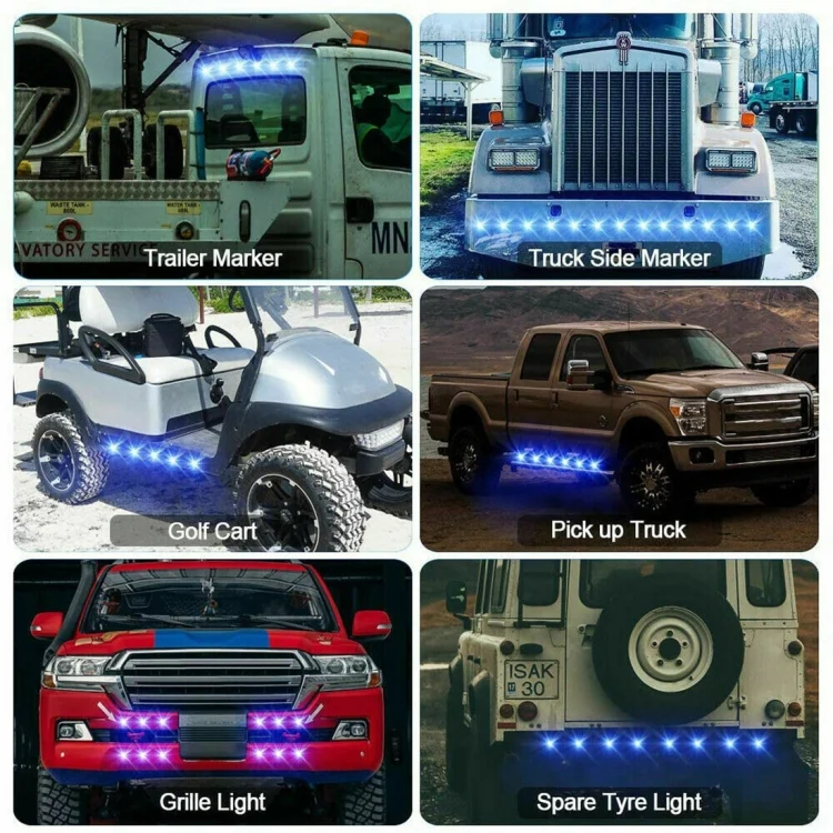 CRP5653BL_6.webp 10 PCS MK-118 3/4 inch Metal Frame Car / Truck 3LEDs Side Marker Indicator Lights Bulb Lamp - Image 7