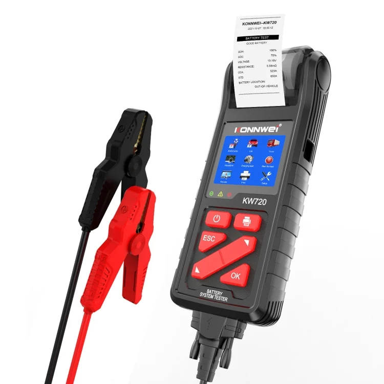CRP5713.webp KONNWEI KW720 Car 3.2 inch 6V-24V Lead-acid Battery Tester with Printer - Image 1