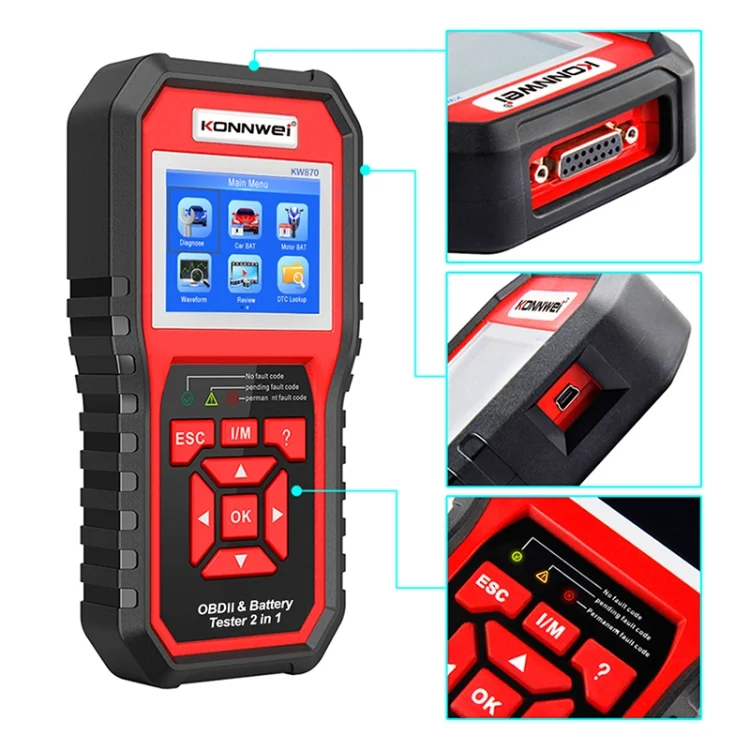 CRP5714_1.webp KONNWEI KW870 2 in 1 Car OBD2 Fault Diagnosis + Battery Tester - Image 2