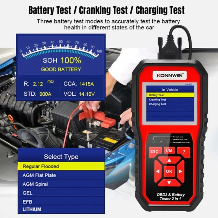 CRP5714_7.webp KONNWEI KW870 2 in 1 Car OBD2 Fault Diagnosis + Battery Tester - Image 8
