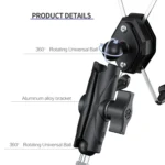 ZH-1558C1 Motorcycle M8 Ball Joint X-shape Aluminum Alloy Phone Holder - Image 5