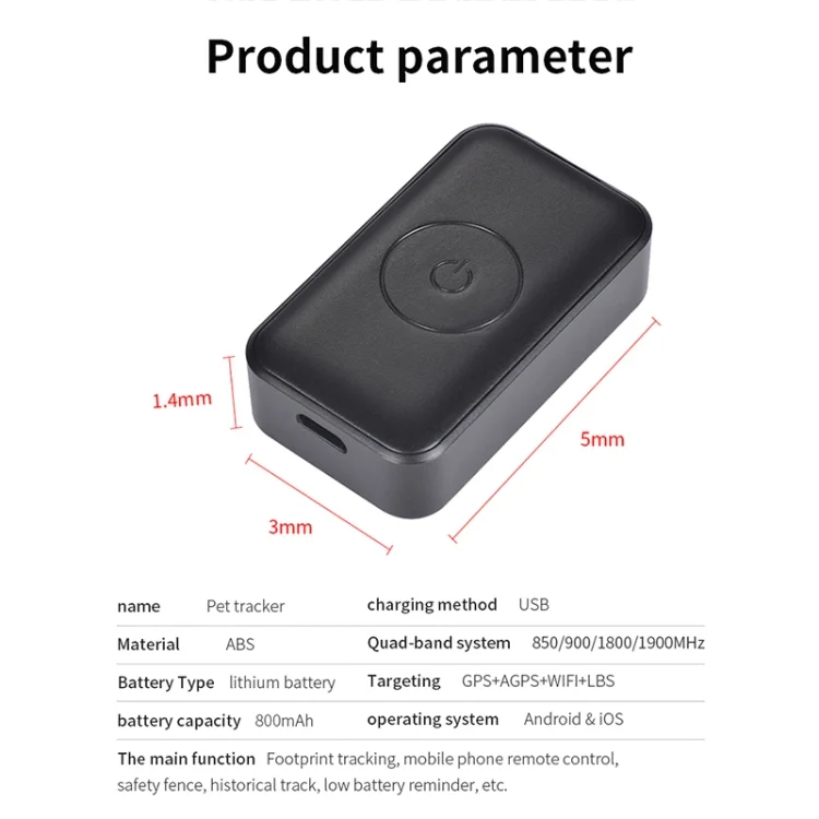 CRP5918_2.webp P03 2G Waterproof Pet GPS Tracker GPS+AGPS+WiFi+LBS Locator - Image 3