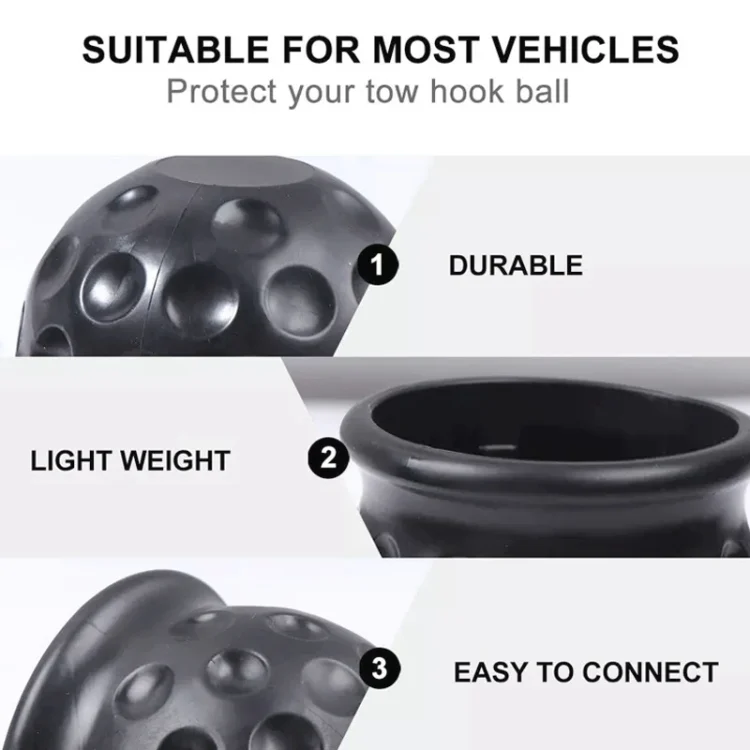 CRP6045_3.webp 2 in 1 / Set Car Truck Tow Ball Cover Cap Towing Hitch Trailer Towball Protection - Image 4