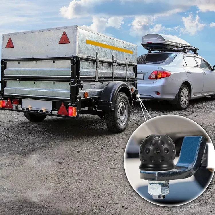 CRP6045_5.webp 2 in 1 / Set Car Truck Tow Ball Cover Cap Towing Hitch Trailer Towball Protection - Image 6