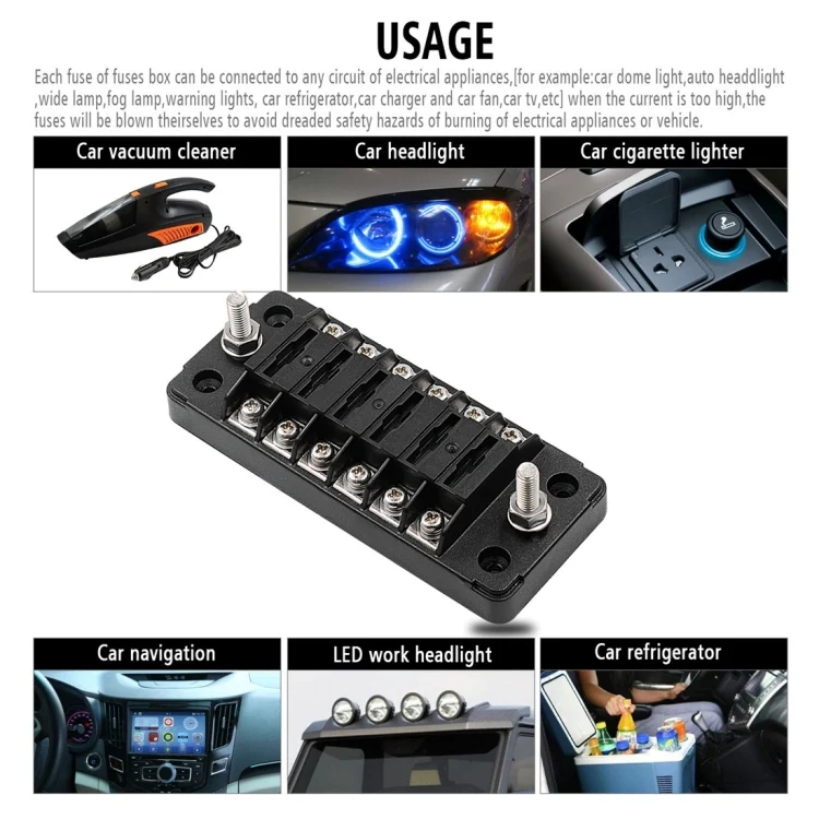 CRP6054_5.webp CS-979A1 FB1903 1 In 1 Out 6 Ways No Distinction Positive Negative Fuse Box without Fuse for Auto Car Truck Boat - Image 6
