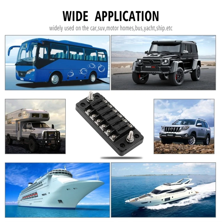 CRP6054_6.webp CS-979A1 FB1903 1 In 1 Out 6 Ways No Distinction Positive Negative Fuse Box without Fuse for Auto Car Truck Boat - Image 7