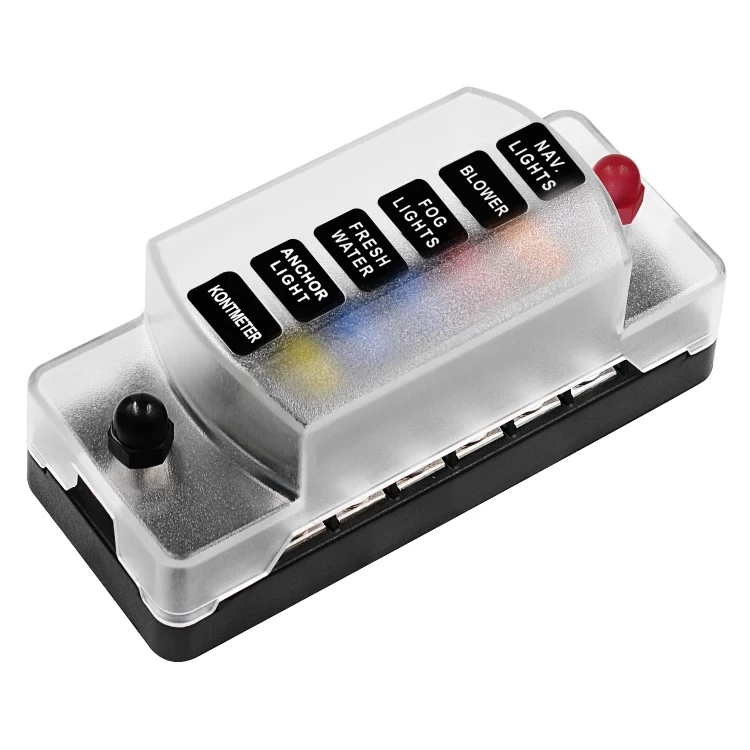 CRP6056_1.webp ZH-978A1 FB1901 1 In 6 Out 6 Ways Independent Positive Negative Fuse Box with 12 Fuses for Auto Car Truck Boat - Image 2