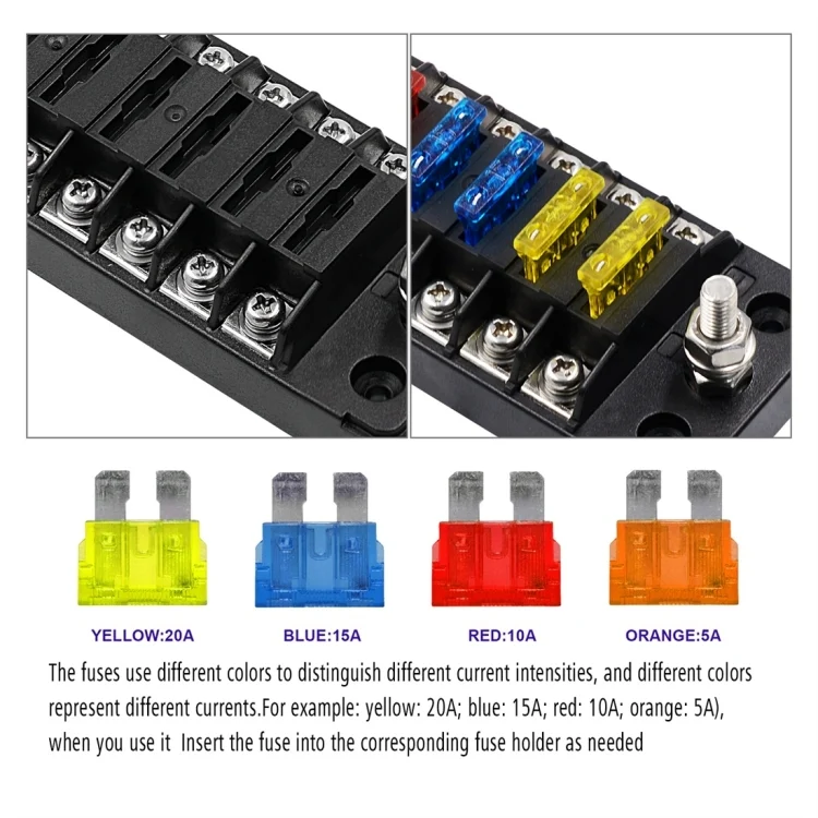 CRP6056_4.webp ZH-978A1 FB1901 1 In 6 Out 6 Ways Independent Positive Negative Fuse Box with 12 Fuses for Auto Car Truck Boat - Image 5