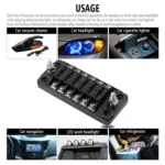 ZH-978A1 FB1901 1 In 6 Out 6 Ways Independent Positive Negative Fuse Box with 12 Fuses for Auto Car Truck Boat - Image 6