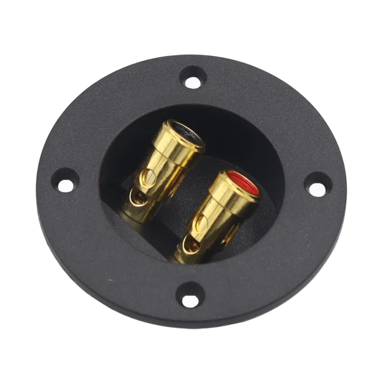 CRP6132_2.webp 2 in 1 / Set Car Double Binding Round Gold Plate Push Spring Loaded Jacks Speaker Box - Image 3