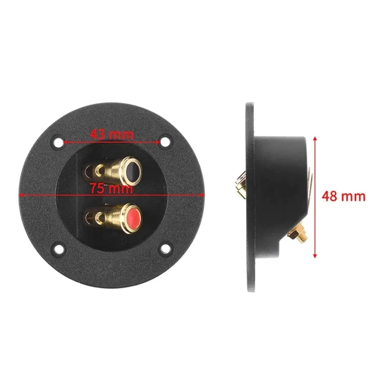 CRP6132_4.webp 2 in 1 / Set Car Double Binding Round Gold Plate Push Spring Loaded Jacks Speaker Box - Image 5