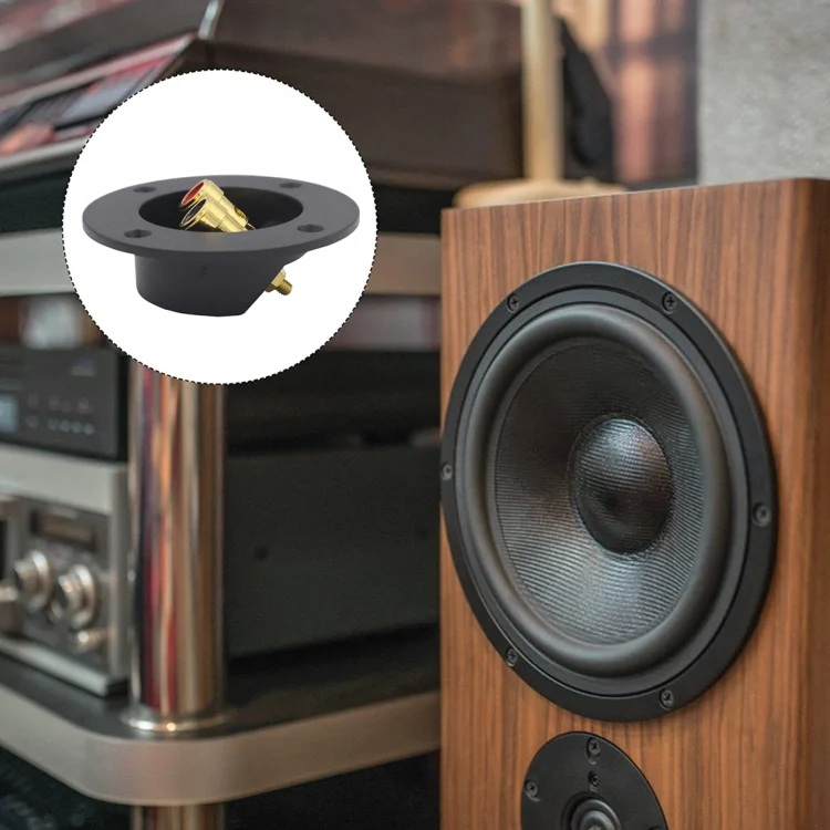 CRP6132_5.webp 2 in 1 / Set Car Double Binding Round Gold Plate Push Spring Loaded Jacks Speaker Box - Image 6