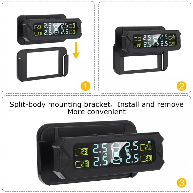 CRP6148_1.webp Car High Precision Solar Charging Tire Pressure Monitoring System TPMS, Built-in Beep Sensor - Image 2