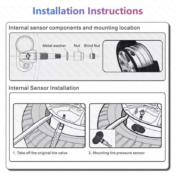 CRP6148_3.webp Car High Precision Solar Charging Tire Pressure Monitoring System TPMS, Built-in Beep Sensor - Image 4