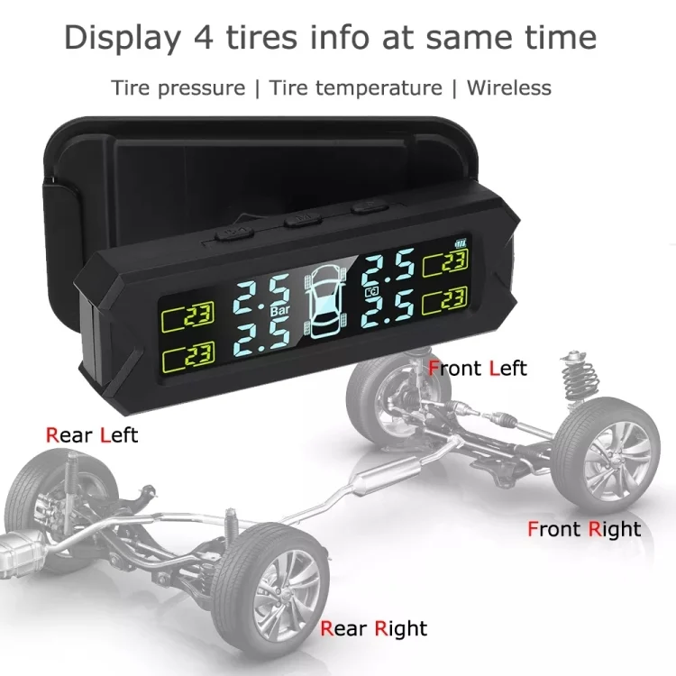 CRP6148_5.webp Car High Precision Solar Charging Tire Pressure Monitoring System TPMS, Built-in Beep Sensor - Image 6