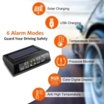 Car Solar Wireless Tire Pressure Monitoring System TPMS 6 External Sensors for 6-wheel Truck Bus - Image 4