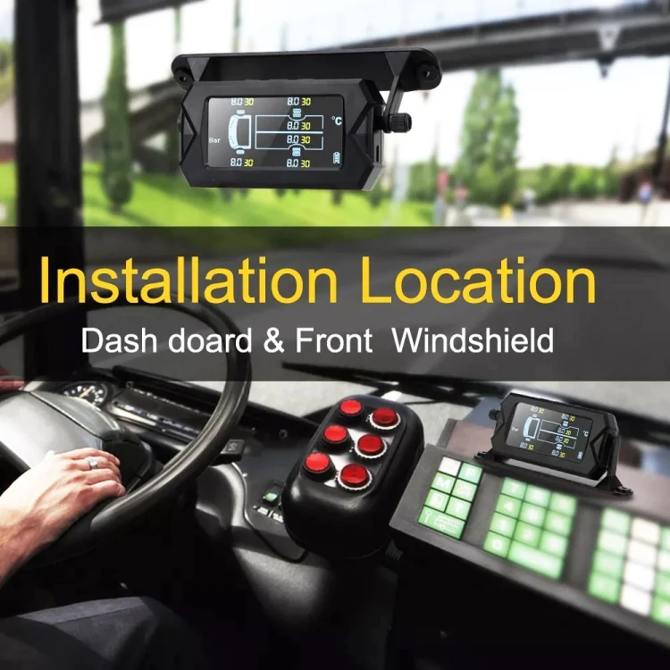 CRP6154_6.webp 8 Bar Solar Wireless Tire Pressure Monitoring System TPMS 6 External Sensors for 6-wheel Truck Bus - Image 7