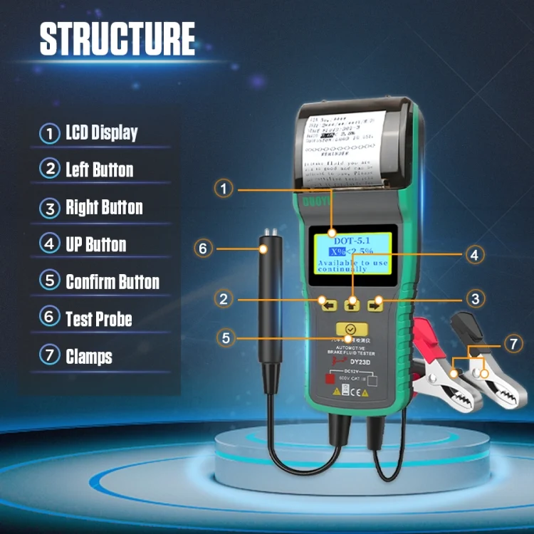 CRP6274_3.webp DUOYI DY23D Car Brake Fluid Detection Pen with Print Function - Image 4