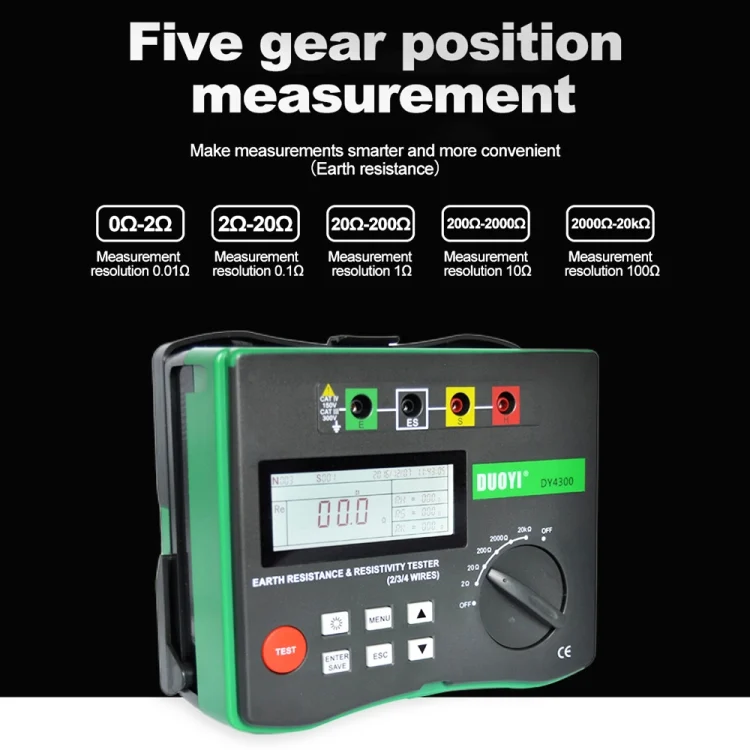 CRP6275_3.webp DUOYI DY4300 Higher Accuracy Digital Ground Resistance Tester - Image 4