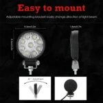 D0035 6.3W 10-30V DC 6000K 3 inch 9 LEDs Circle Offroad Truck Car Driving Light Spotlight Work Light Fog Light - Image 3