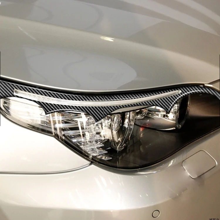 CRP6974_4.webp 2 PCS / Set Carbon Fiber Car Lamp Eyebrow Decorative Sticker for BMW E60 5 Series 2004-2010, Drop Glue Version - Image 5