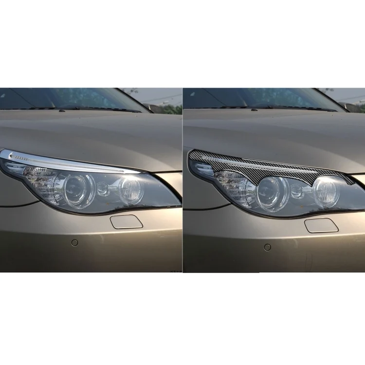 CRP6974_5.webp 2 PCS / Set Carbon Fiber Car Lamp Eyebrow Decorative Sticker for BMW E60 5 Series 2004-2010, Drop Glue Version - Image 6
