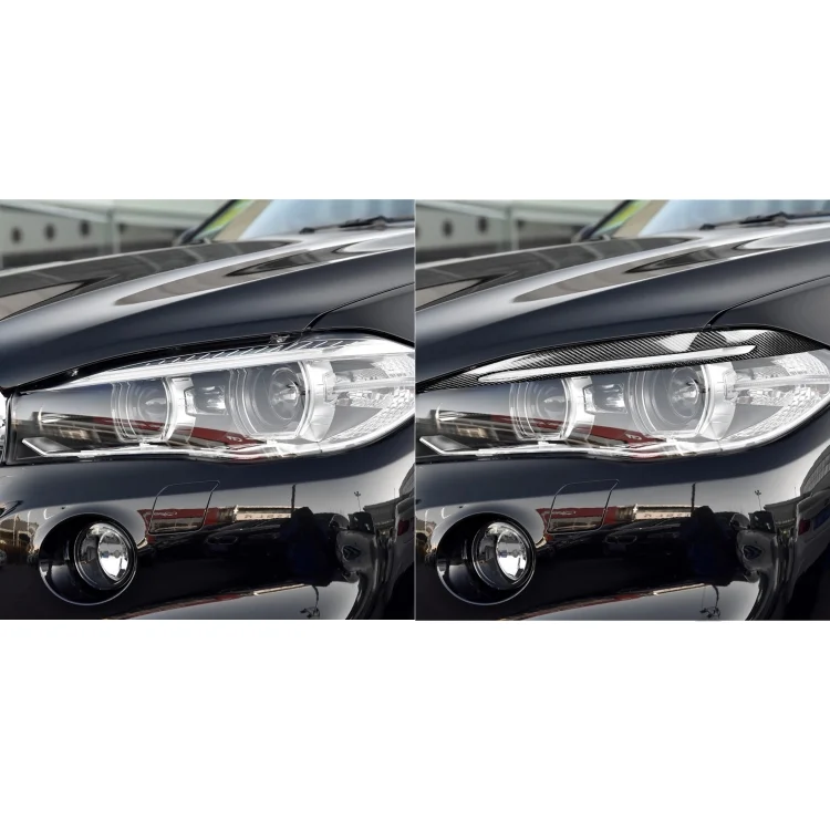 CRP6977_5.webp 2 PCS / Set Carbon Fiber Car Lamp Eyebrow Decorative Sticker for BMW X5 / F15 2014-2018, Drop Glue Version - Image 6