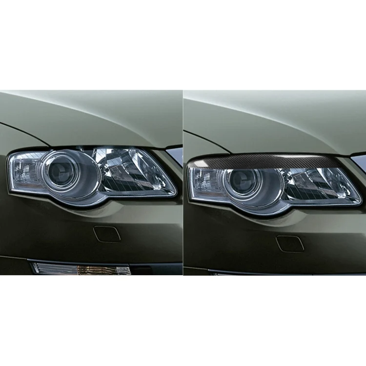 CRP6986_5.webp 2 PCS / Set Carbon Fiber Car Lamp Eyebrow Decorative Sticker for Volkswagen Passat B6 3C 2005-2010, Drop Glue Version - Image 6