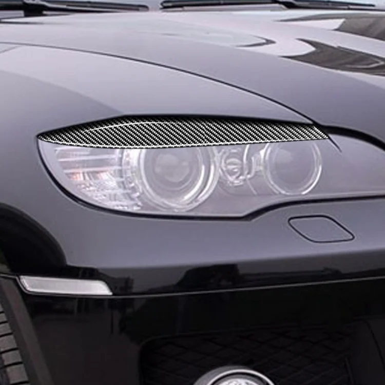 CRP6988_4.webp 2 PCS / Set Carbon Fiber Car Lamp Eyebrow Decorative Sticker for BMW E71/X6 2008-2014, Drop Glue Version - Image 5
