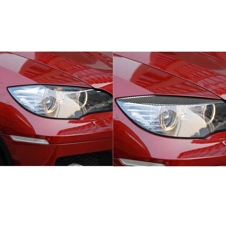 CRP6988_5.webp 2 PCS / Set Carbon Fiber Car Lamp Eyebrow Decorative Sticker for BMW E71/X6 2008-2014, Drop Glue Version - Image 6