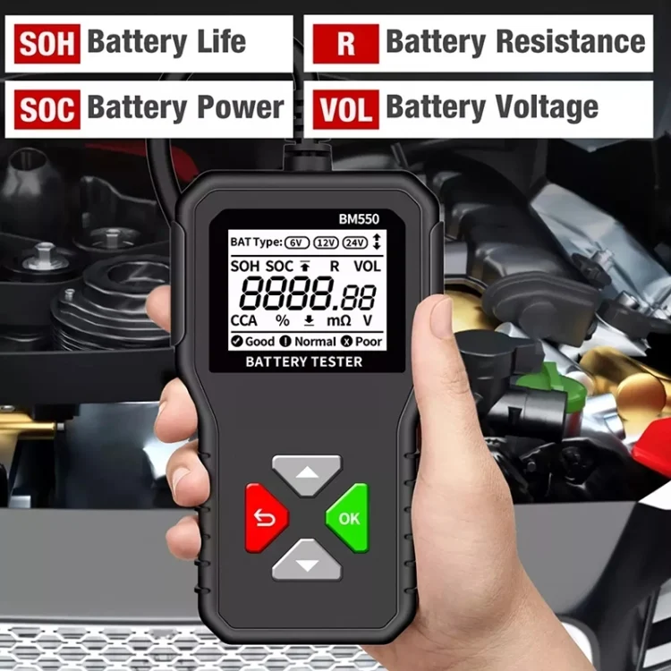 CRP7791_6.webp BM550 6V / 12V / 24V 3 in 1 Battery Tester Analyzer Battery Life Detector - Image 7