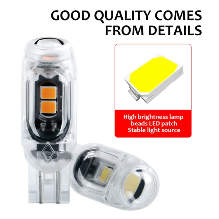 CRP7868_B1.webp 4pcs T10 DC12V /  0.84W / 0.07A / 150LM Car Clearance Light 5LEDs SMD-3030 Lamp Beads with lens - Image 2