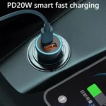 PD 20W Aluminum Alloy Dual Interface Car Fast Charger - Image 8