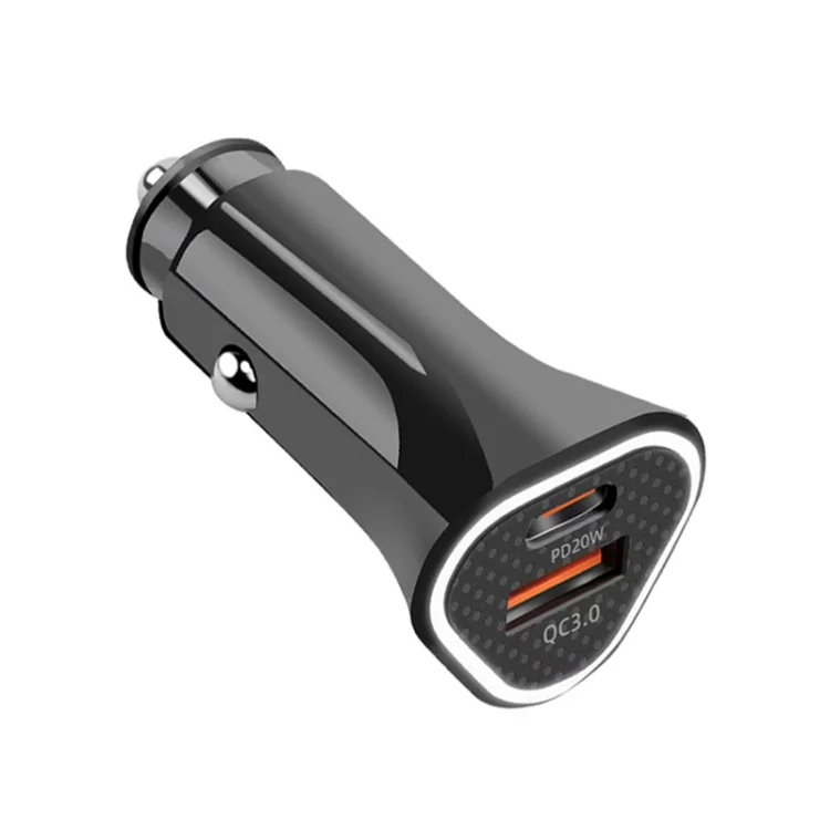 CRP7895B.webp PD + QC3.0 Car 2 in 1 Triangle Fast Charger Car Cigarette Lighter - Image 1